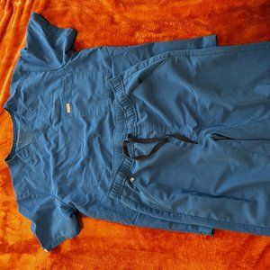 FIGS Royal Blue Leon Two-Pocket Scrub Top and Tansen Scrub Pants